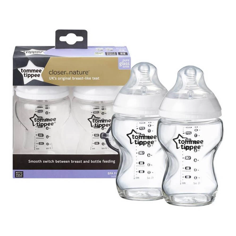 Tommee Tippee Closer To Nature Glass Bottle 2pk 4 Tommee Tippee Closer To Nature Glass Bottle 2pk - Image 2