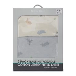 Bubba Blue Bunny Forest Bassinet Fitted Sheet 2pk