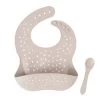All4Ella Silicone Bib With Spoon & Reusable Bag Stone -Baby Care Shop 127340