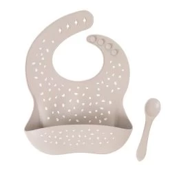 All4Ella Silicone Bib With Spoon & Reusable Bag Stone