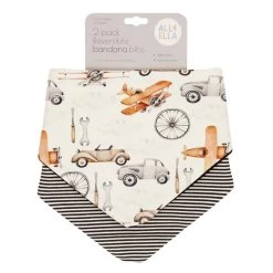 All4Ella Bandana Bibs 2pk Lined Vehicle