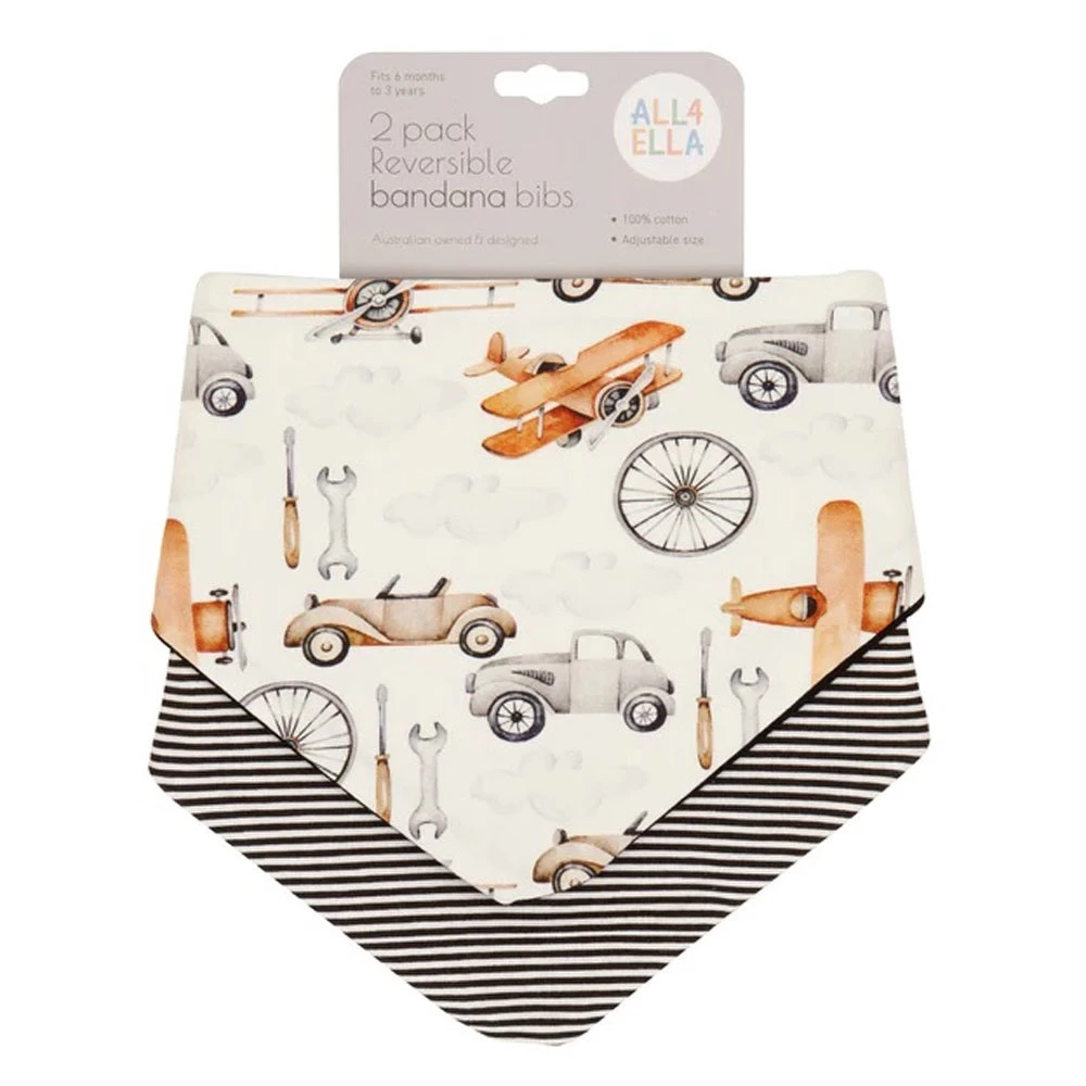 All4Ella Bandana Bibs 2pk Lined Vehicle 3 All4Ella Bandana Bibs 2pk Lined Vehicle