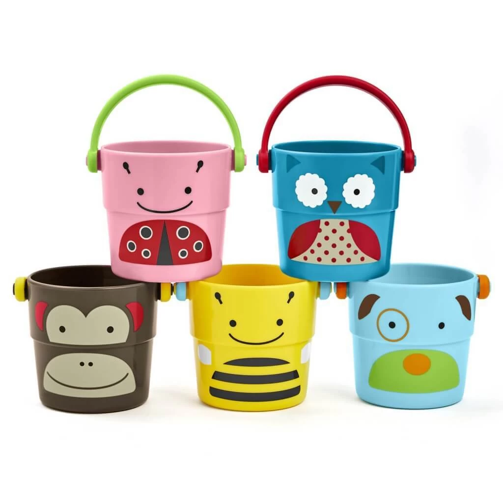 Skip Hop Zoo Stack & Pour Buckets 3 Skip Hop Zoo Stack & Pour Buckets